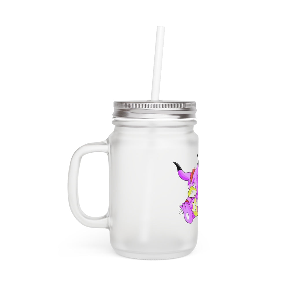 Beboxu Mason Jar with straw and lid, showcasing a frosted glass design, perfect for personalized drinks.