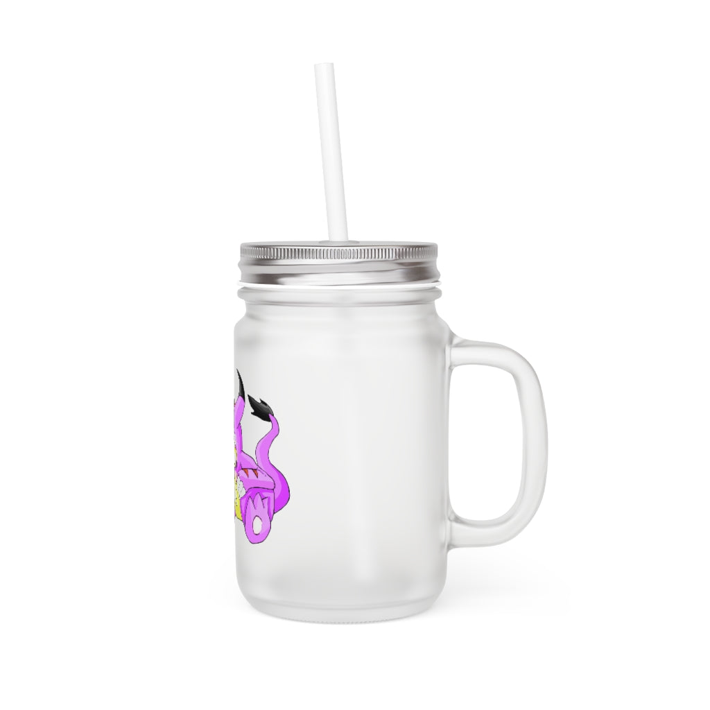 Beboxu Mason Jar with straw and lid, showcasing a frosted glass design, perfect for personalized drinks.