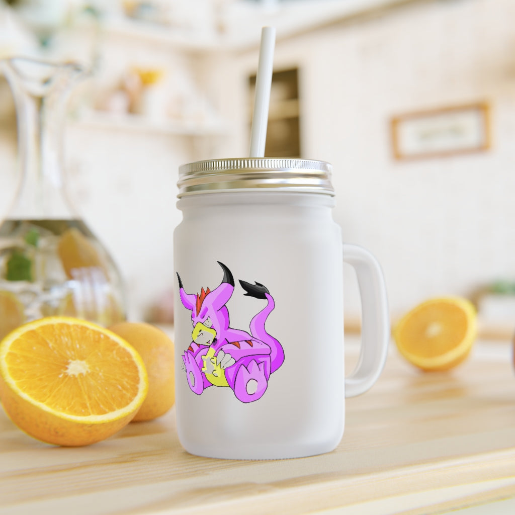 Beboxu Mason Jar with straw and lid, showcasing a frosted glass design, perfect for personalized drinks.