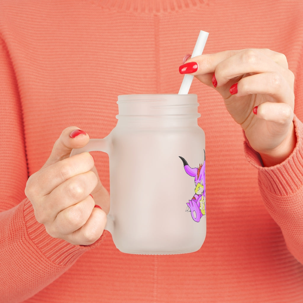 Beboxu Mason Jar with straw and lid, showcasing a frosted glass design, perfect for personalized drinks.