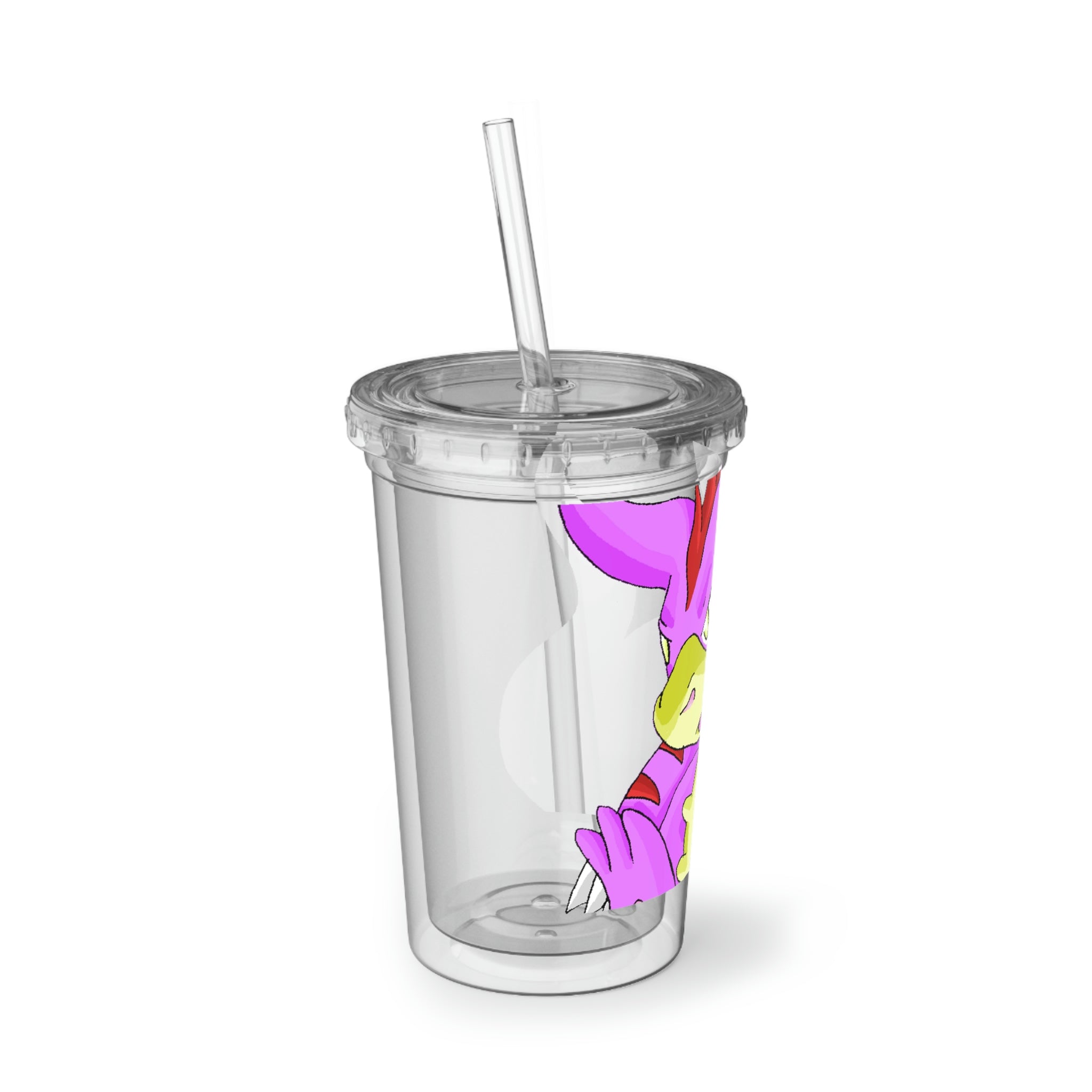 Beboxu Suave Acrylic Cup in stainless steel with a black plastic straw, showcasing a customizable design.