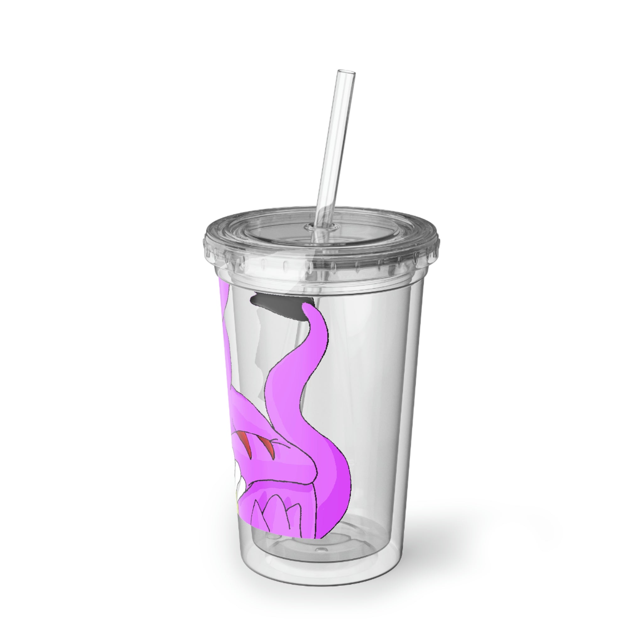 Beboxu Suave Acrylic Cup in stainless steel with a black plastic straw, showcasing a customizable design.