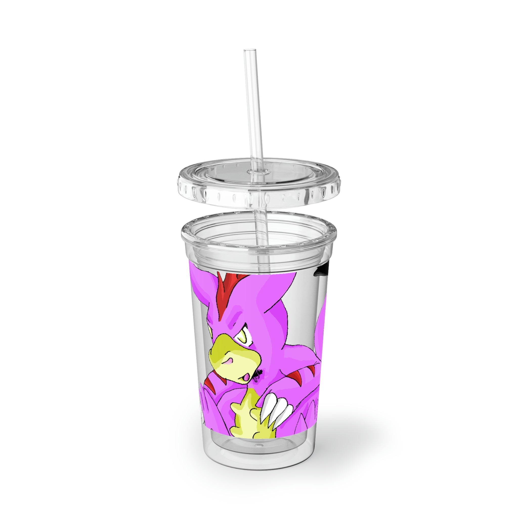 Beboxu Suave Acrylic Cup in stainless steel with a black plastic straw, showcasing a customizable design.