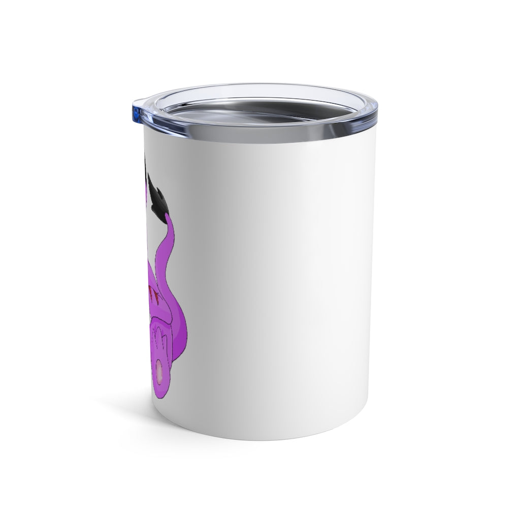 Beboxu Tumbler 10oz in stainless steel with a see-thru plastic lid, showcasing its sleek design and rounded corners.