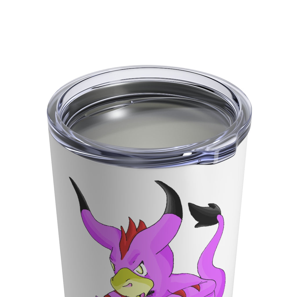 Beboxu Tumbler 10oz in stainless steel with a see-thru plastic lid, showcasing its sleek design and rounded corners.