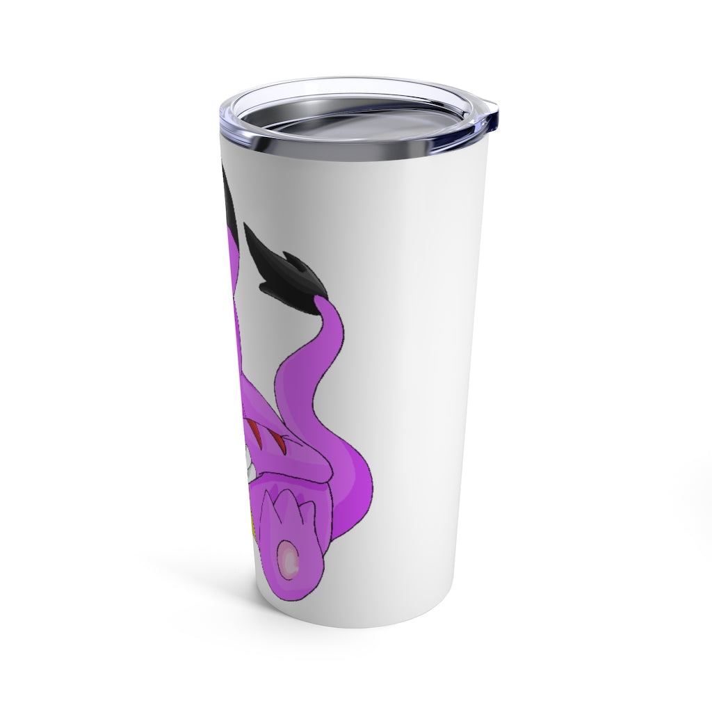 Beboxu Tumbler 20oz in stainless steel with a see-thru plastic lid, showcasing its sleek design and rounded corners.