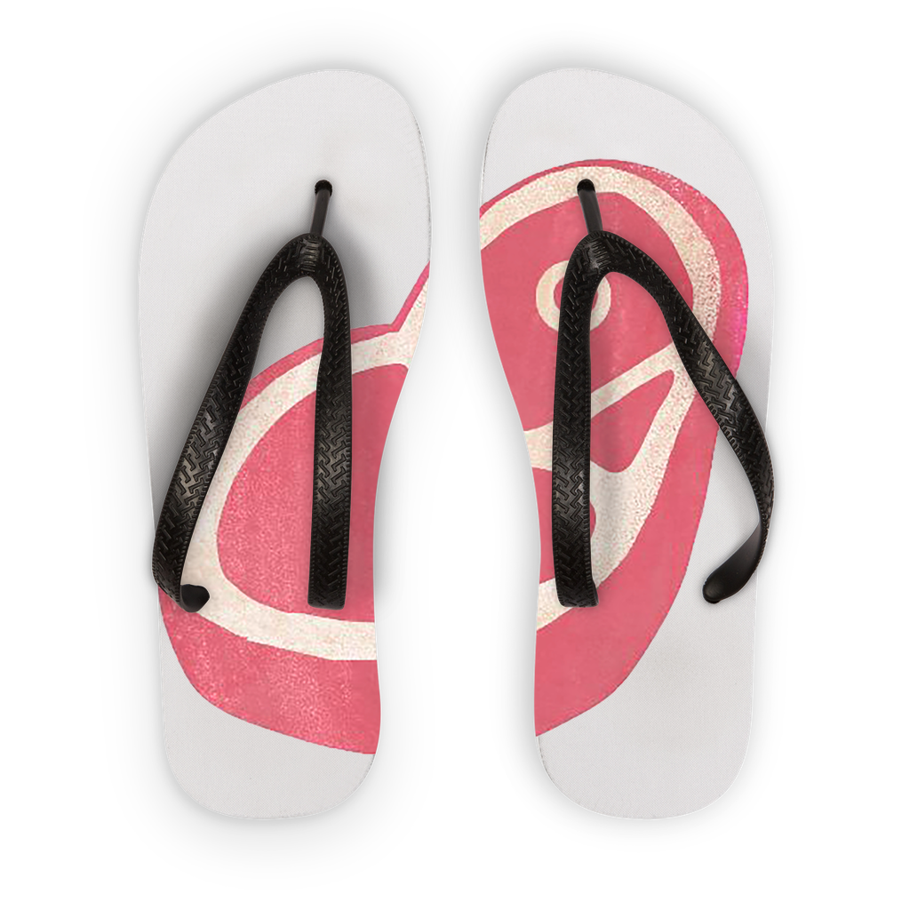 Beef Adult Flip Flops with customizable printed fabric and soft straps, perfect for summer wear.