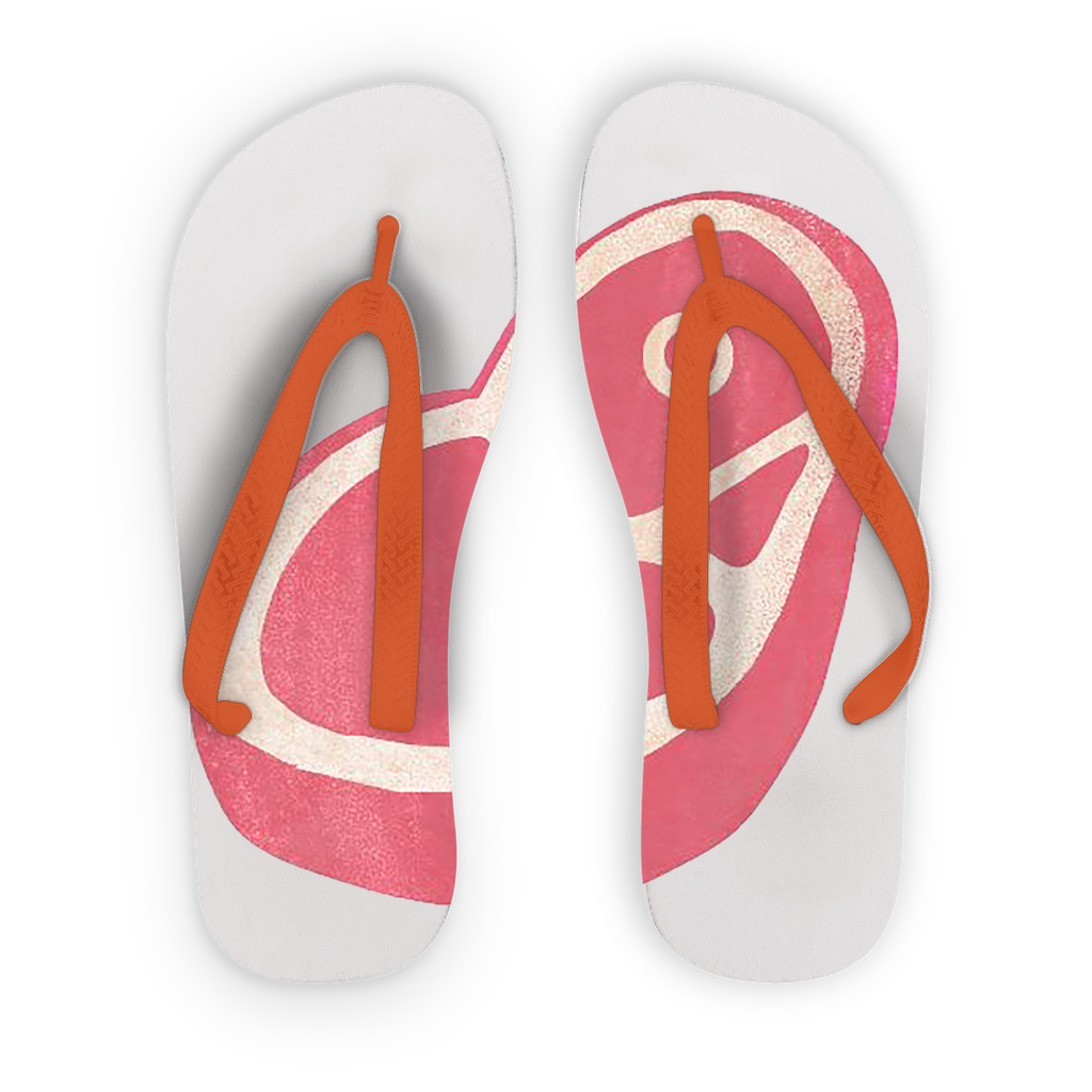 Beef Adult Flip Flops with customizable printed fabric and soft straps, perfect for summer wear.