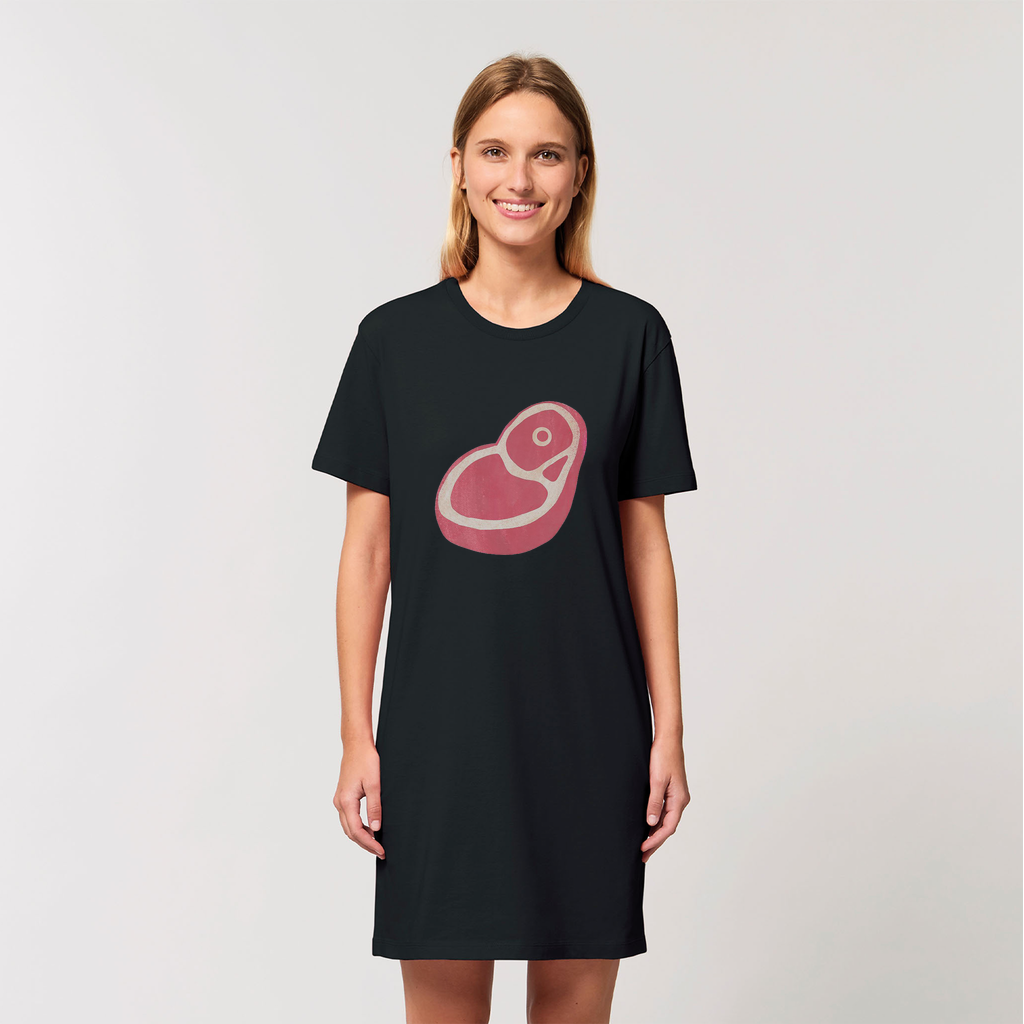 Beef Organic T-Shirt Dress made from 100% organic cotton, featuring a stylish set-in sleeve design and soft-hand feel.