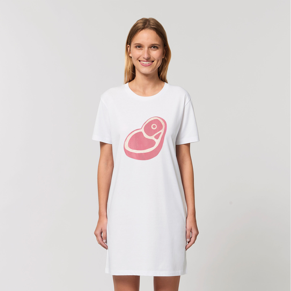 Beef Organic T-Shirt Dress made from 100% organic cotton, featuring a stylish set-in sleeve design and soft-hand feel.