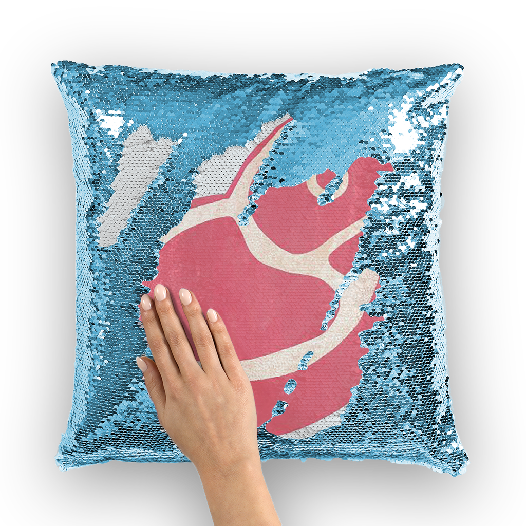 Beef Sequin Cushion Cover featuring a vibrant mermaid design with sequins that change color, perfect for home decor.