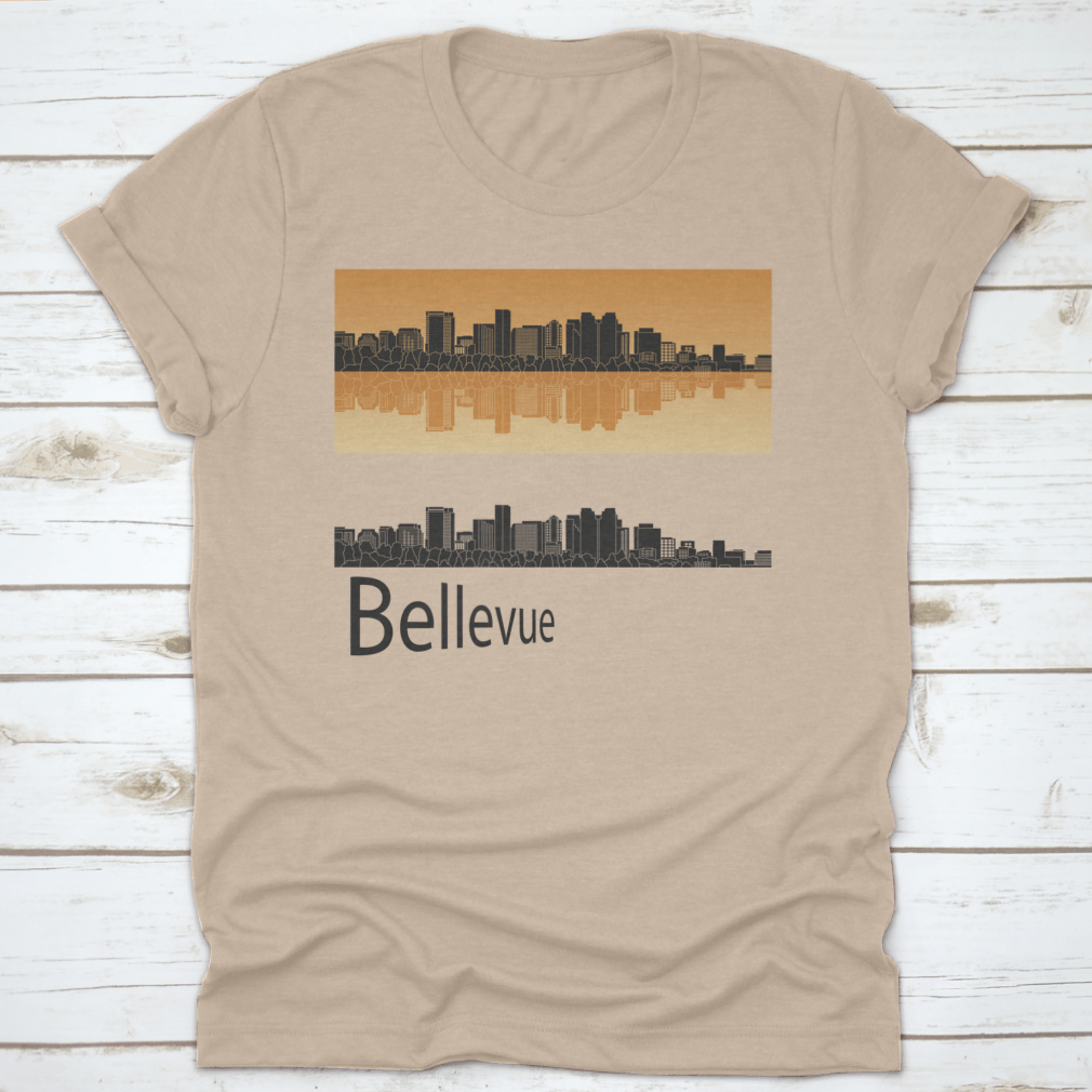 Vector illustration of the Bellevue skyline featuring iconic buildings and cityscape details.