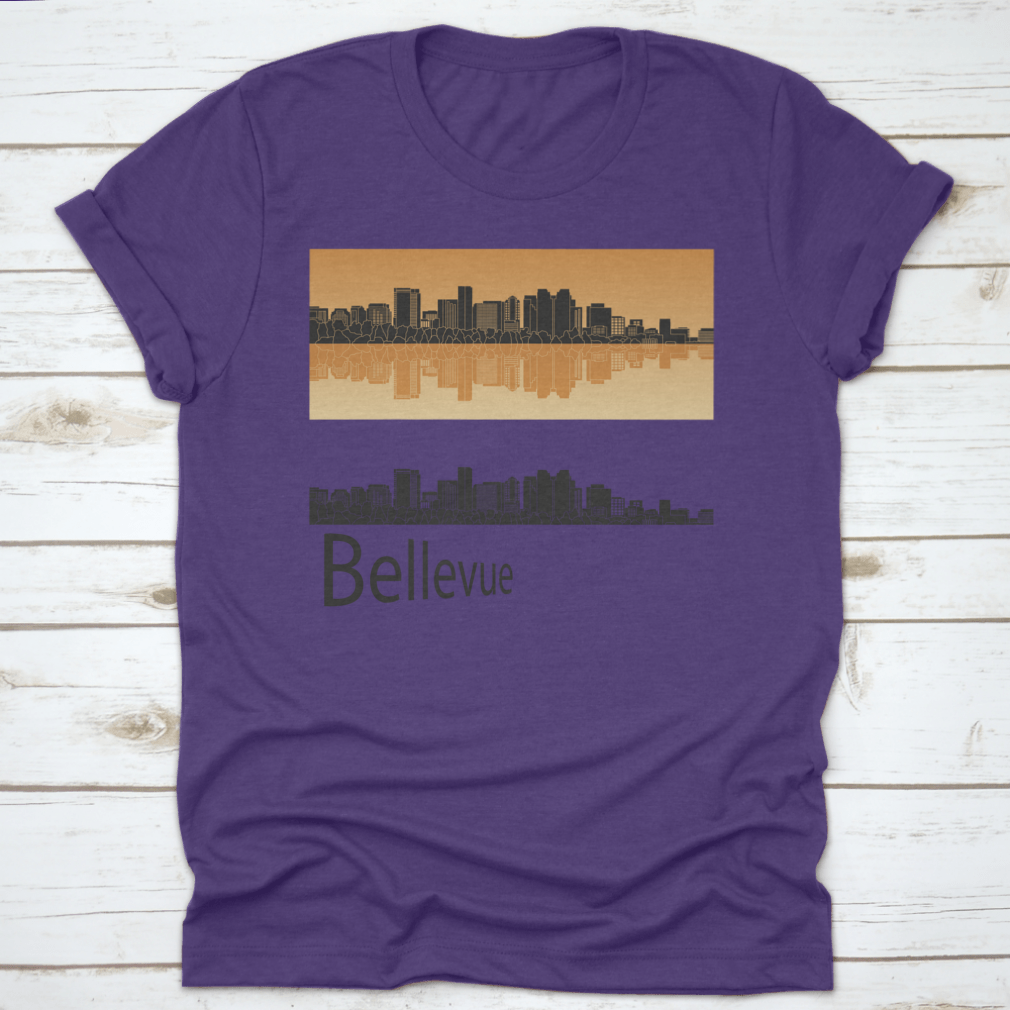 Vector illustration of the Bellevue skyline featuring iconic buildings and cityscape details.