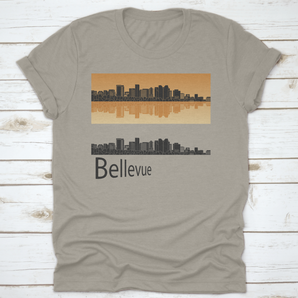 Vector illustration of the Bellevue skyline featuring iconic buildings and cityscape details.