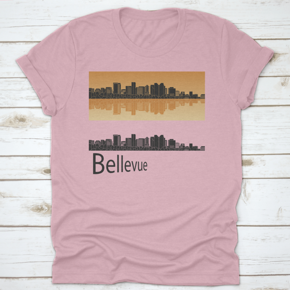 Vector illustration of the Bellevue skyline featuring iconic buildings and cityscape details.