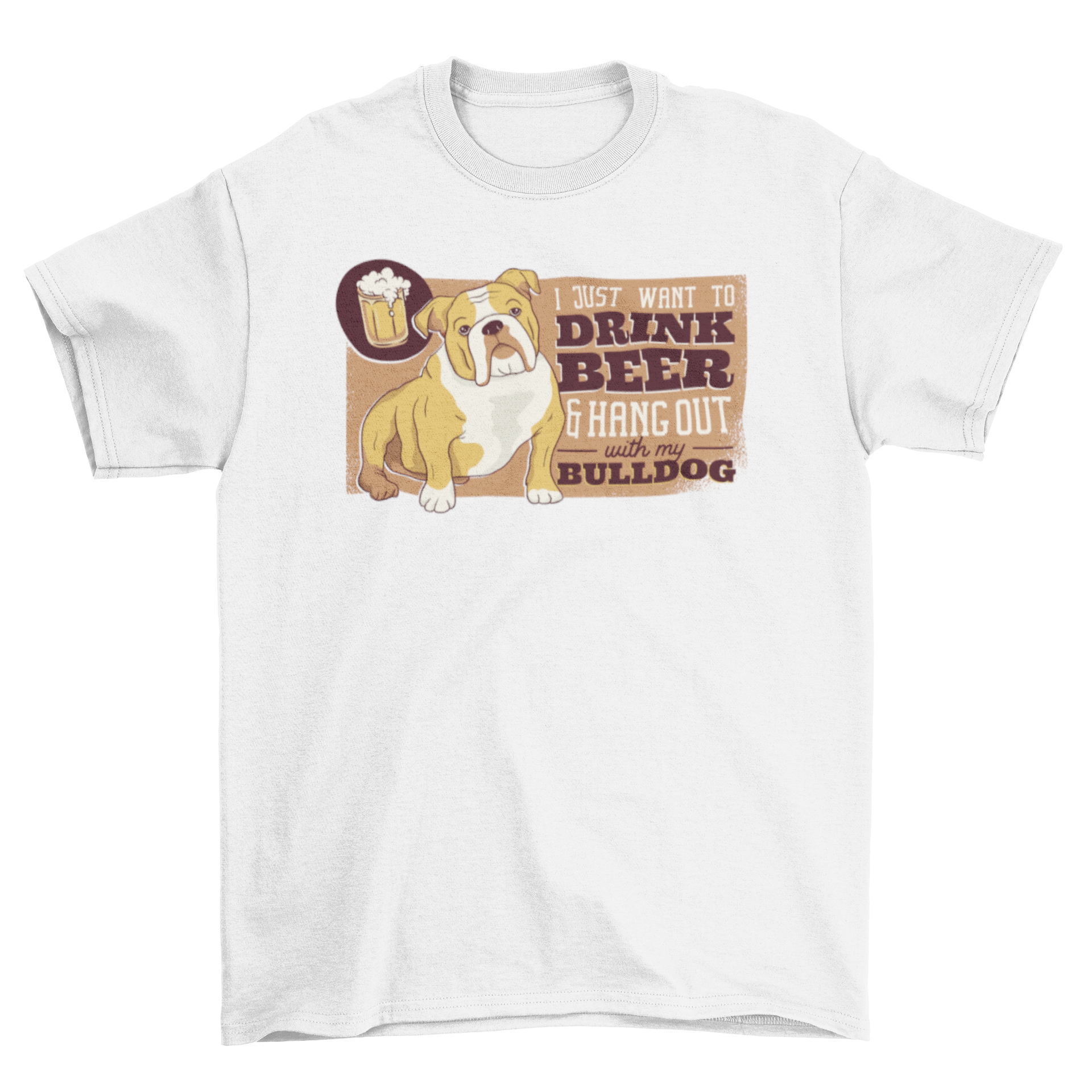 Beer & Bulldog T-Shirt featuring a playful phrase about dogs and beer, perfect for dog lovers.