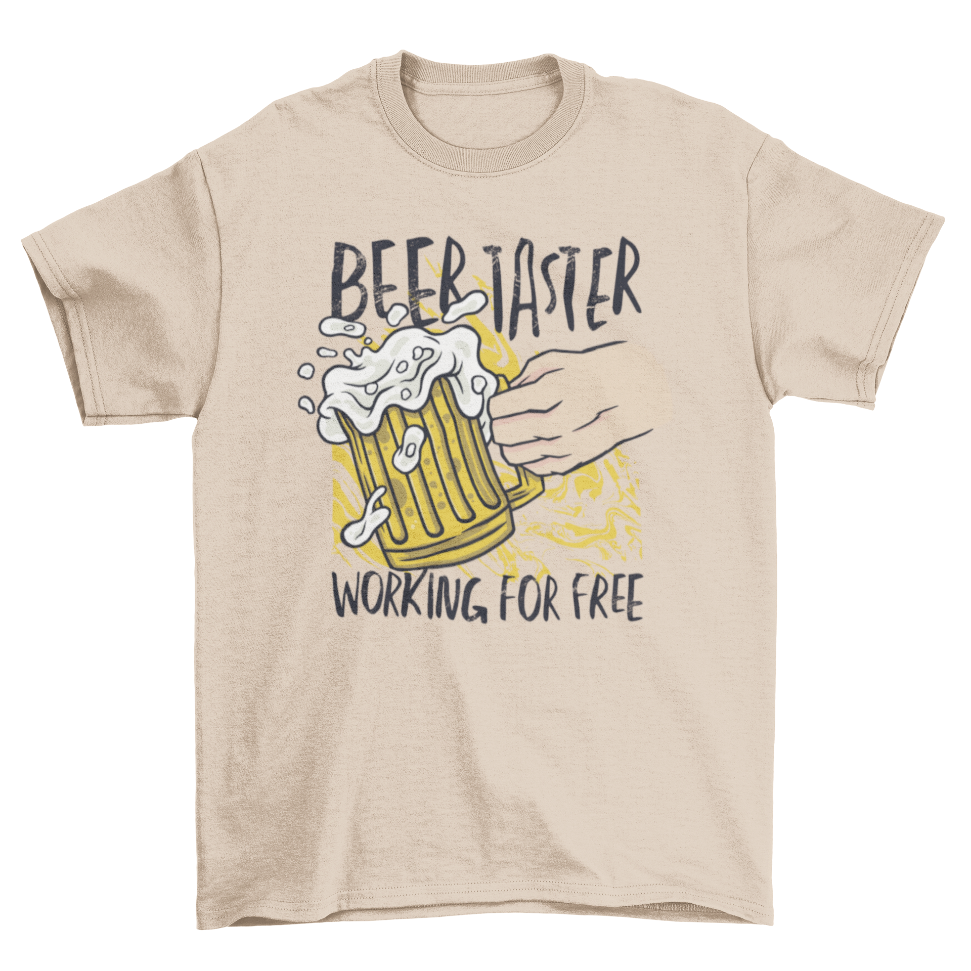 Beer taster t-shirt featuring the quote 'Beer taster working for free' in a stylish design.