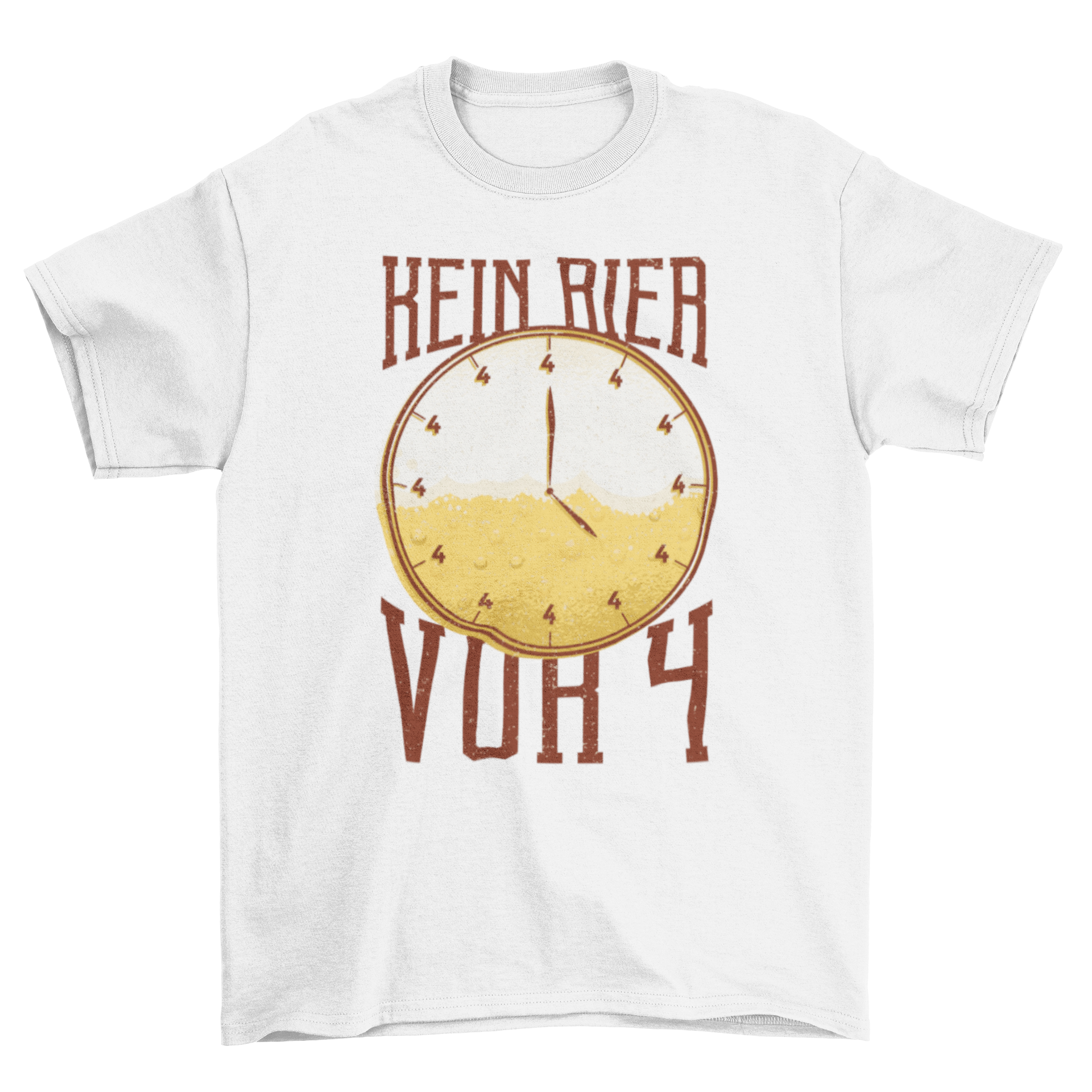 Beer Time T-shirt featuring a wall clock illustration filled with beer and German caption.