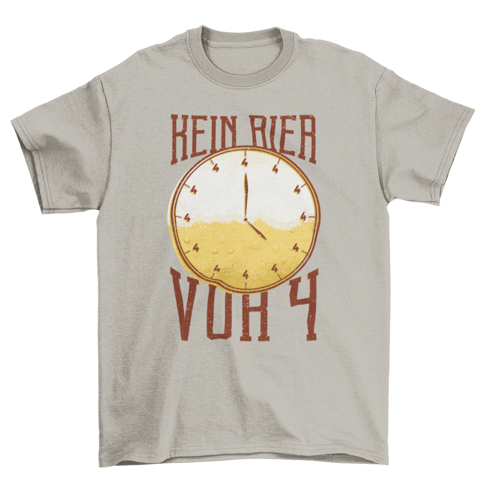 Beer Time T-shirt featuring a wall clock illustration filled with beer and German caption.