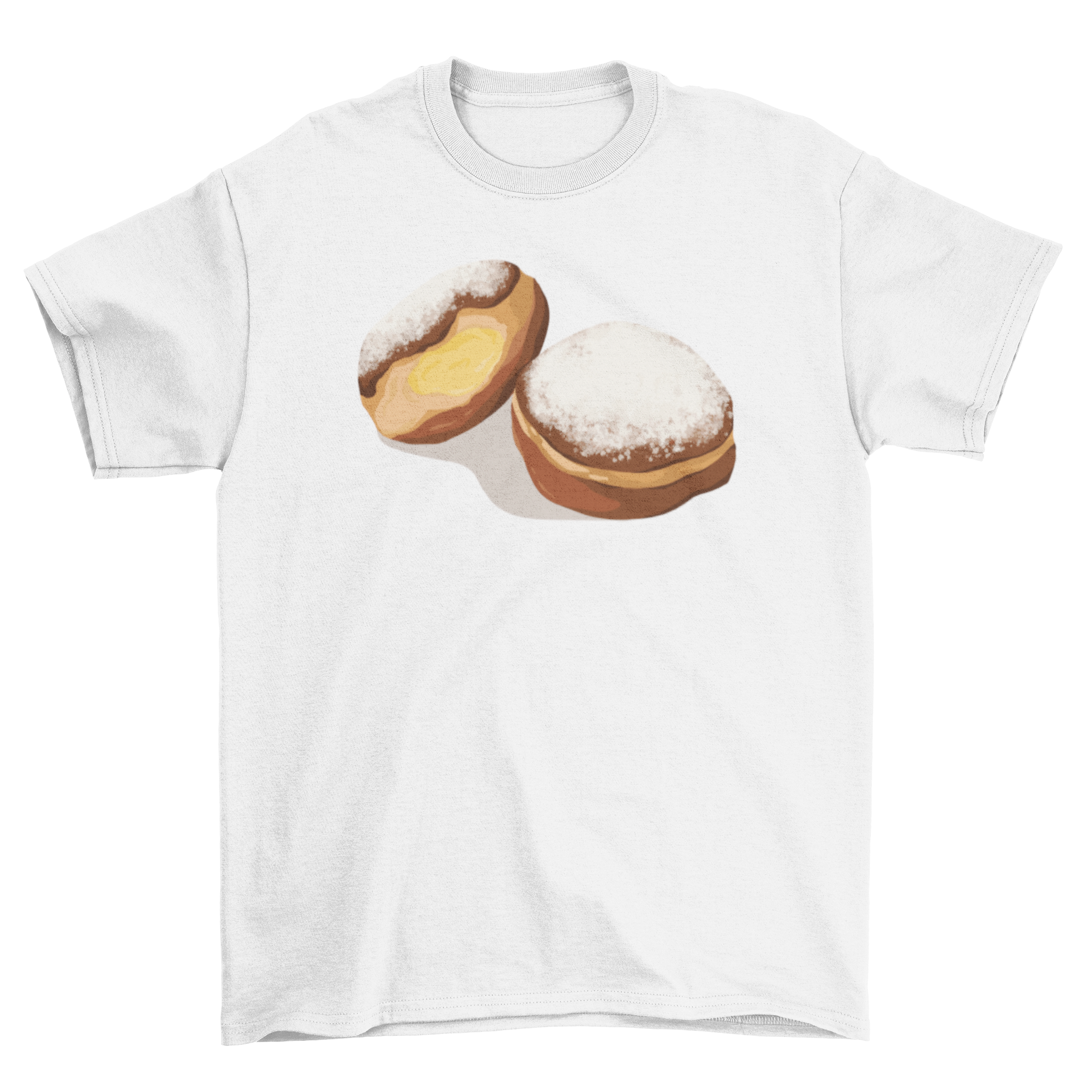 A stylish Berliner t-shirt featuring two illustrated Berliner Pfannkuchen, perfect for food lovers.