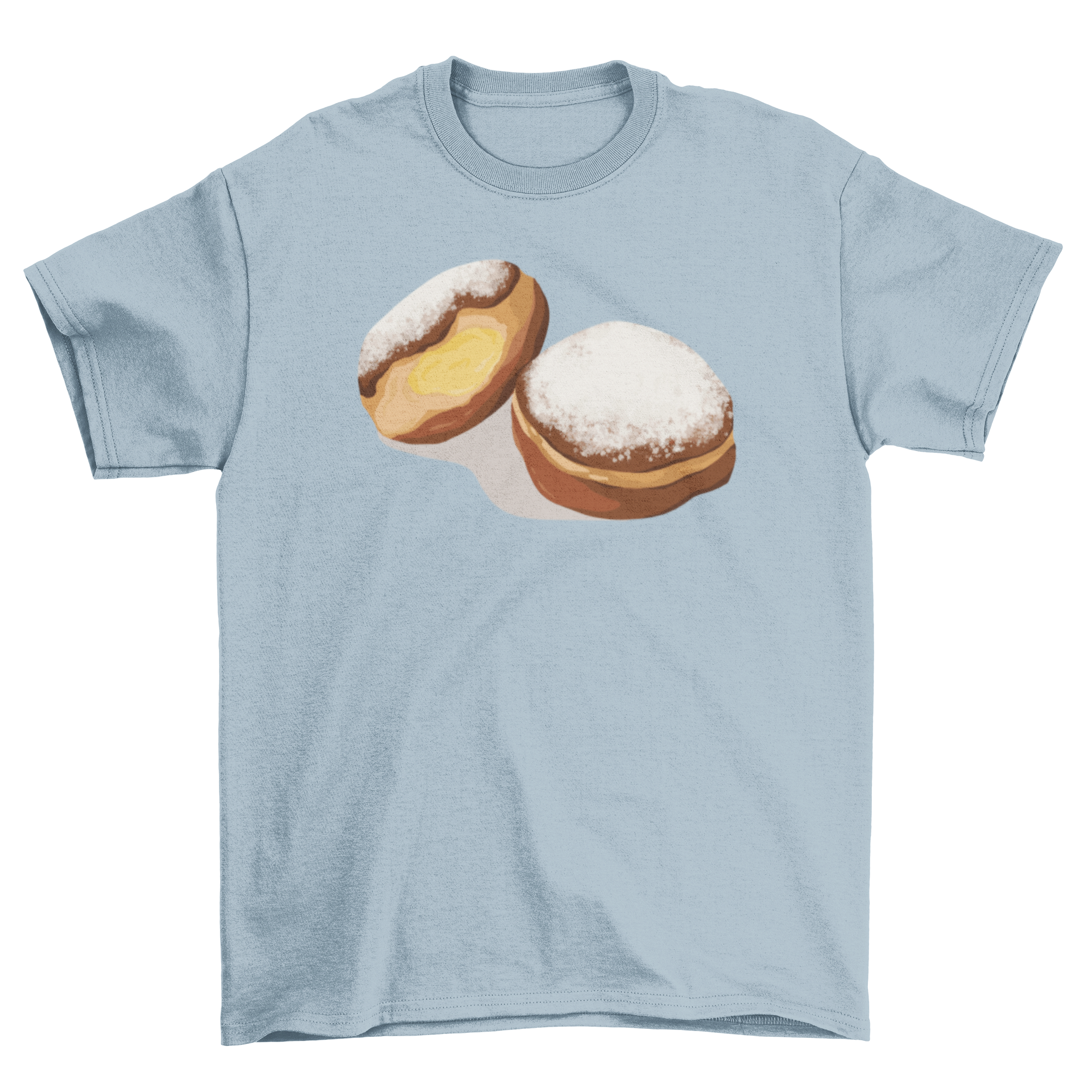 A stylish Berliner t-shirt featuring two illustrated Berliner Pfannkuchen, perfect for food lovers.