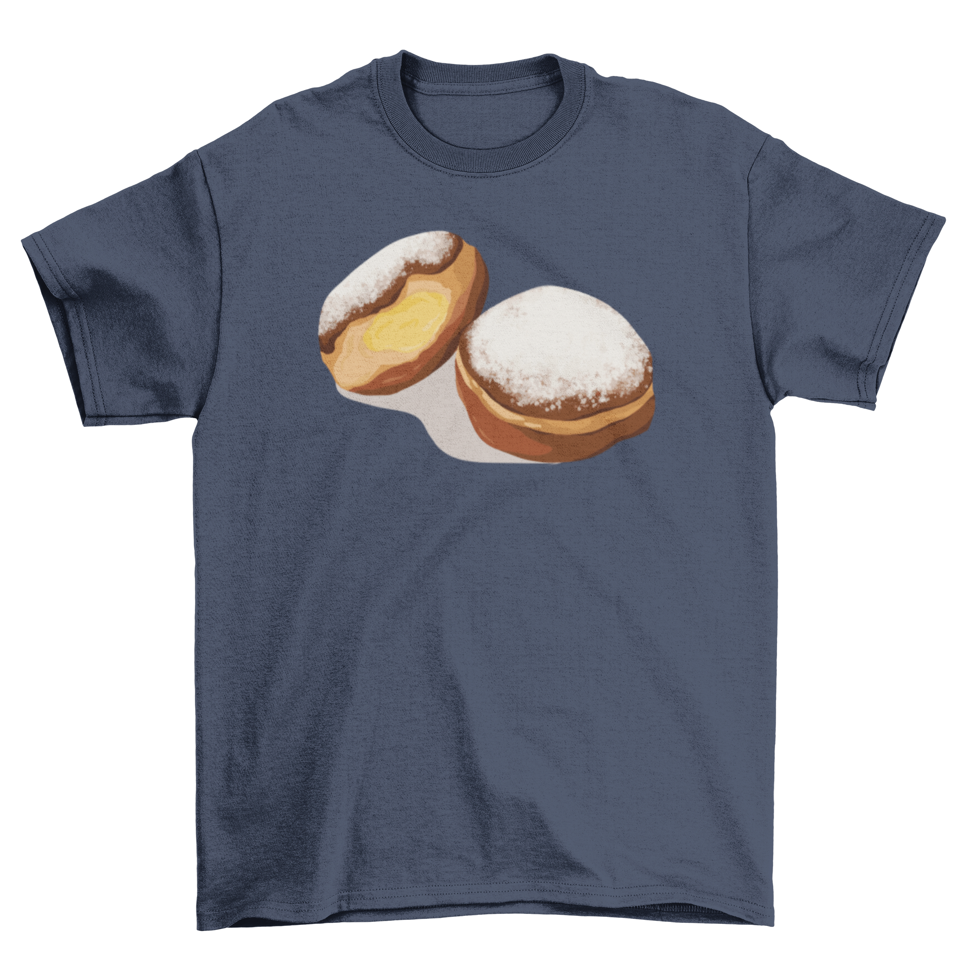 A stylish Berliner t-shirt featuring two illustrated Berliner Pfannkuchen, perfect for food lovers.