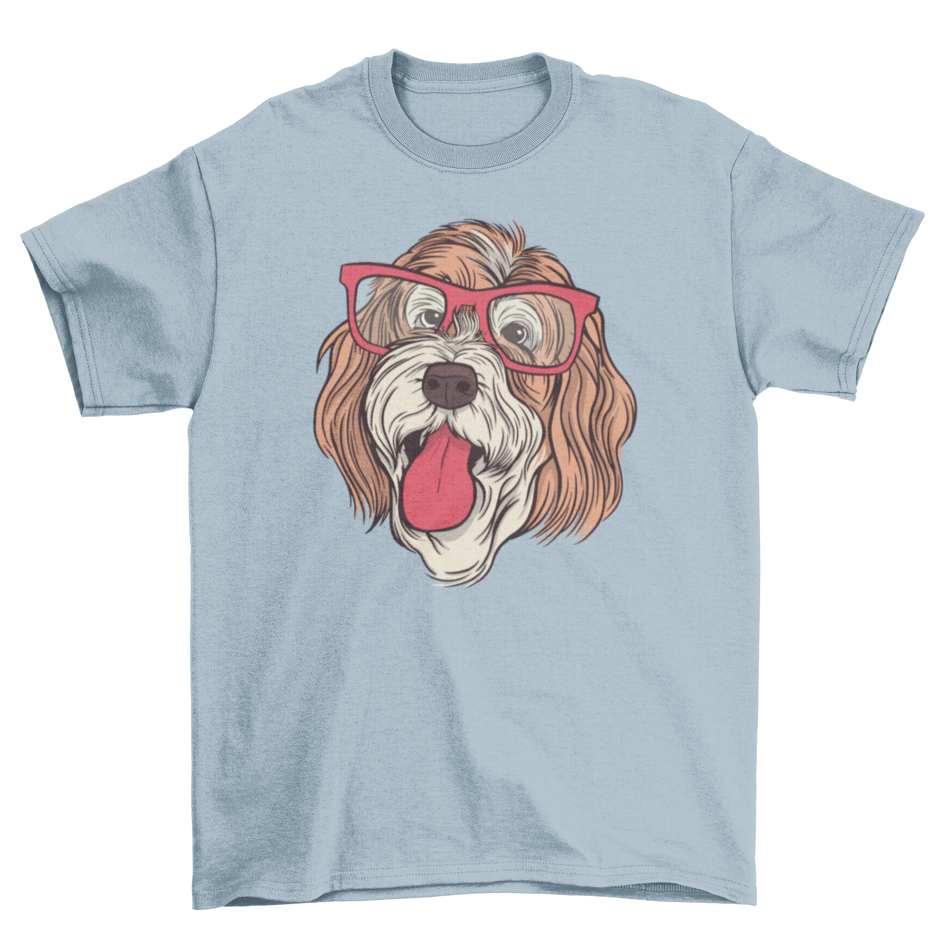 A stylish t-shirt featuring a Bernedoodle dog wearing glasses, perfect for dog lovers.