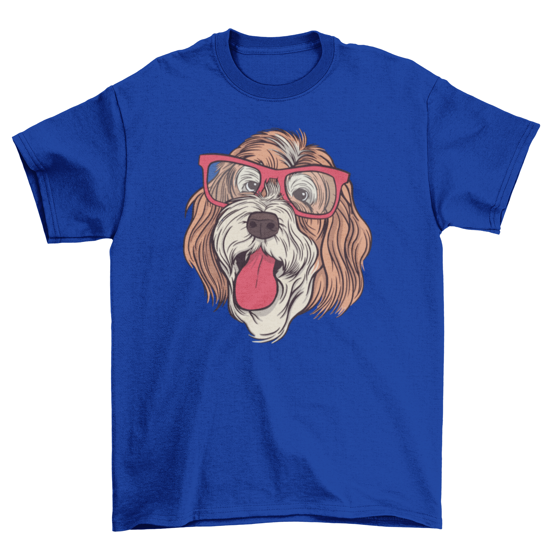 A stylish t-shirt featuring a Bernedoodle dog wearing glasses, perfect for dog lovers.