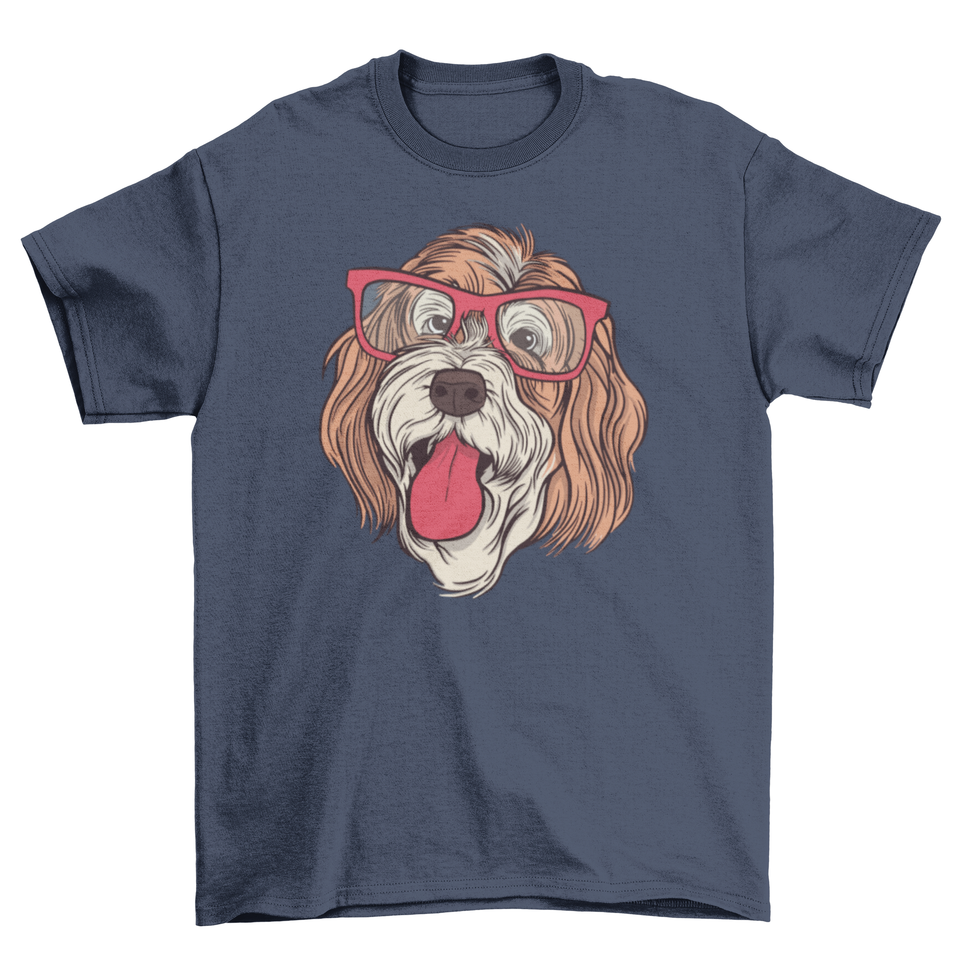 A stylish t-shirt featuring a Bernedoodle dog wearing glasses, perfect for dog lovers.