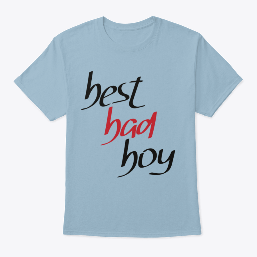 Best Bad Boy Hand Lettering Design T-shirt in grey, showcasing unique lettering and comfortable fit.