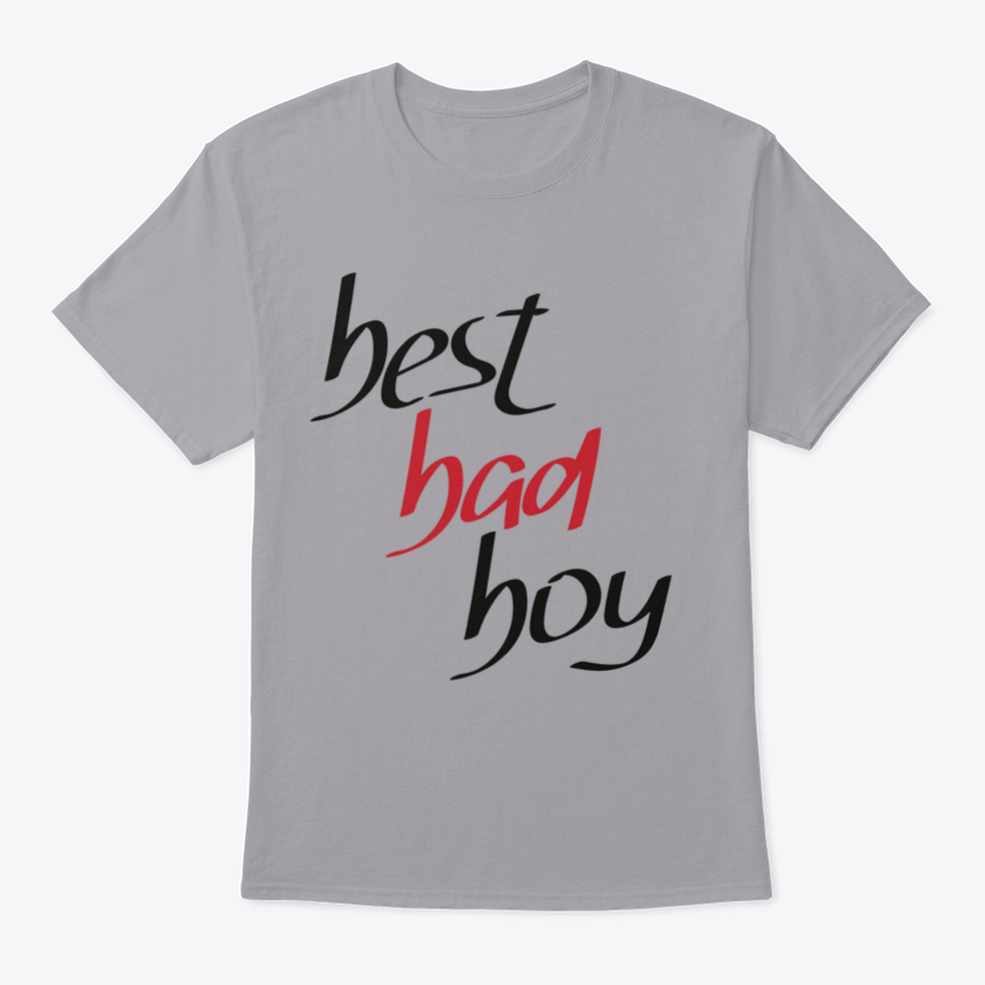 Best Bad Boy Hand Lettering Design T-shirt in grey, showcasing unique lettering and comfortable fit.