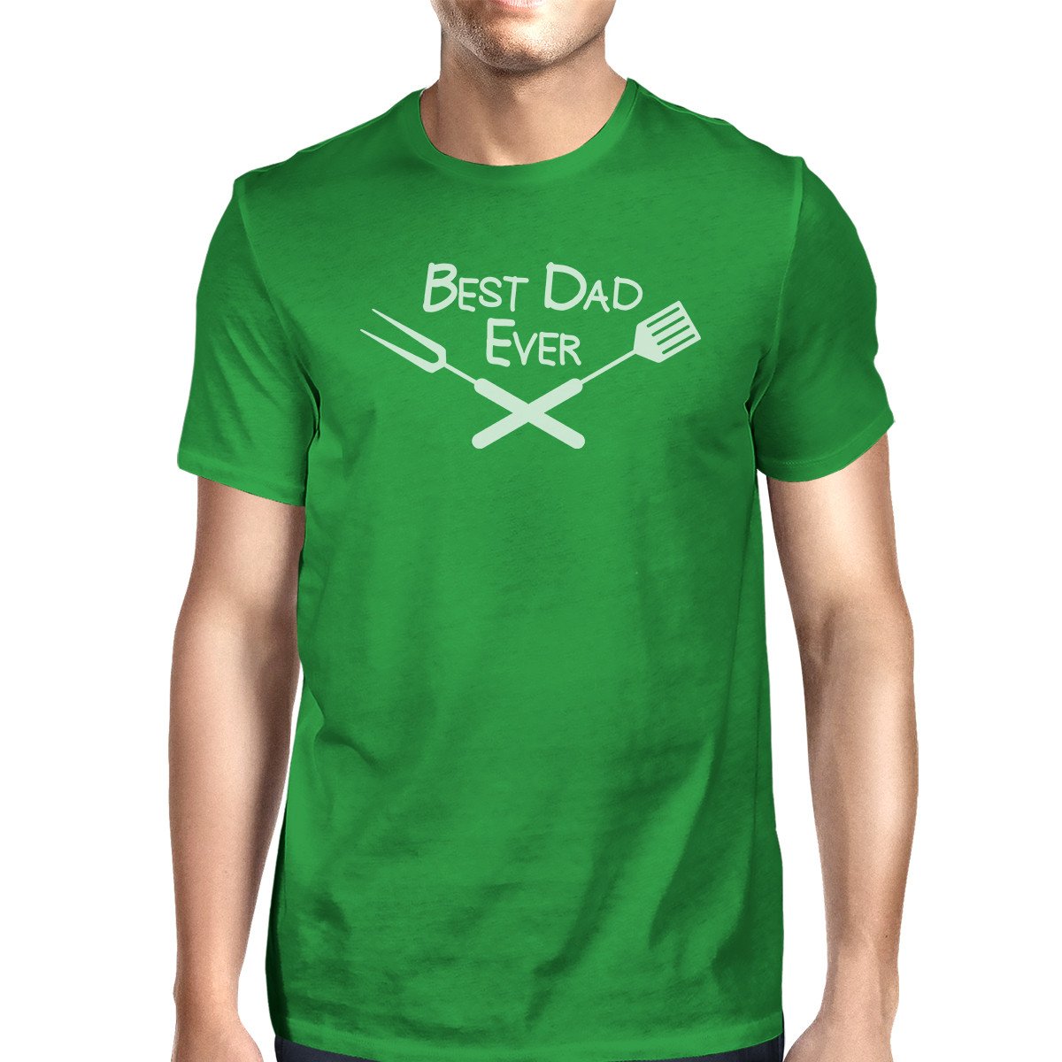 Best BBQ Dad Green Graphic T-shirt for men, featuring a humorous design perfect for Father's Day gifts.