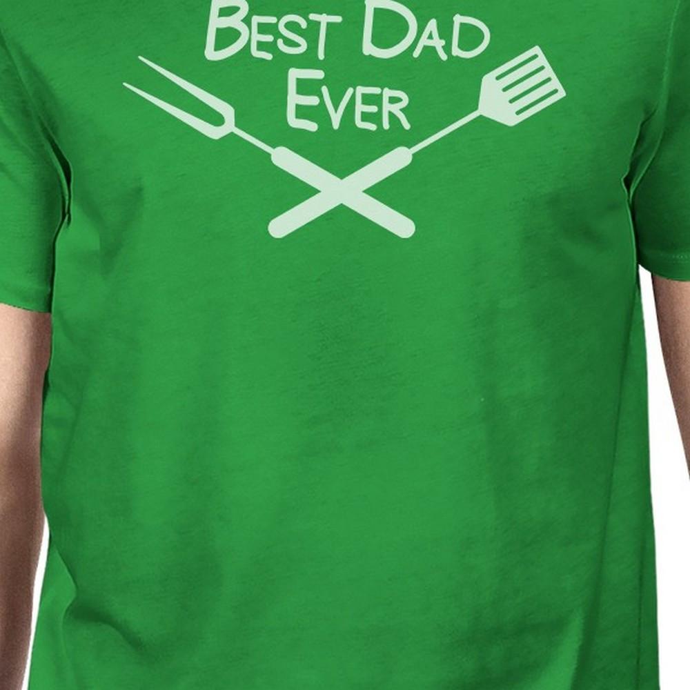 Best BBQ Dad Green Graphic T-shirt for men, featuring a humorous design perfect for Father's Day gifts.