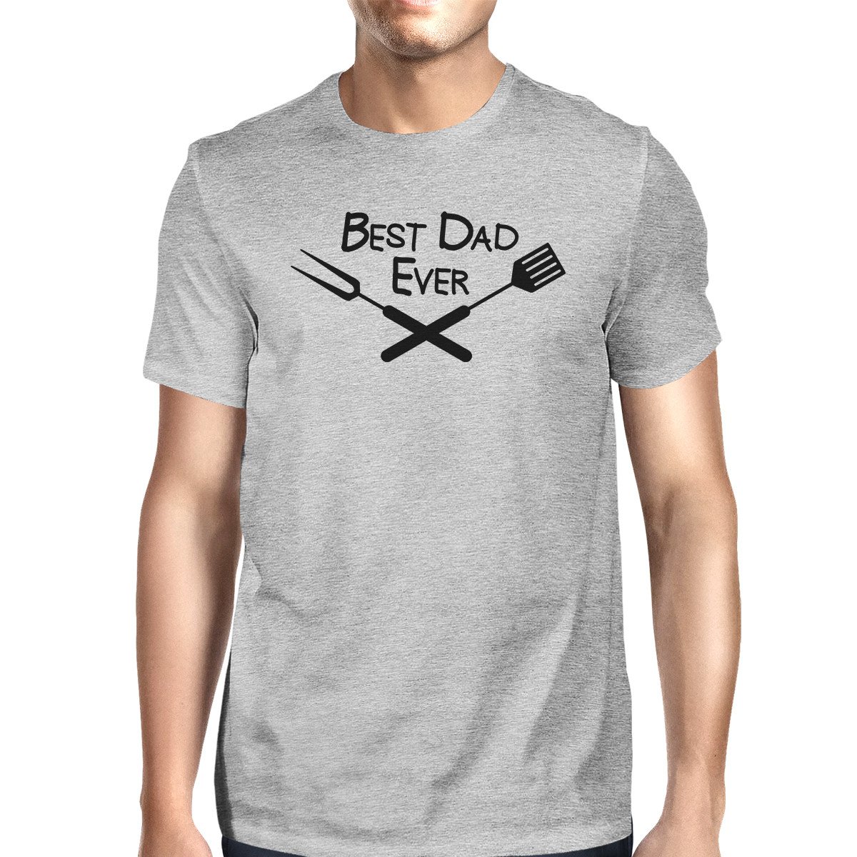 Best BBQ Dad Men's Gray Funny Graphic T-Shirt featuring a humorous graphic design, made from 100% ring spun cotton for comfort.