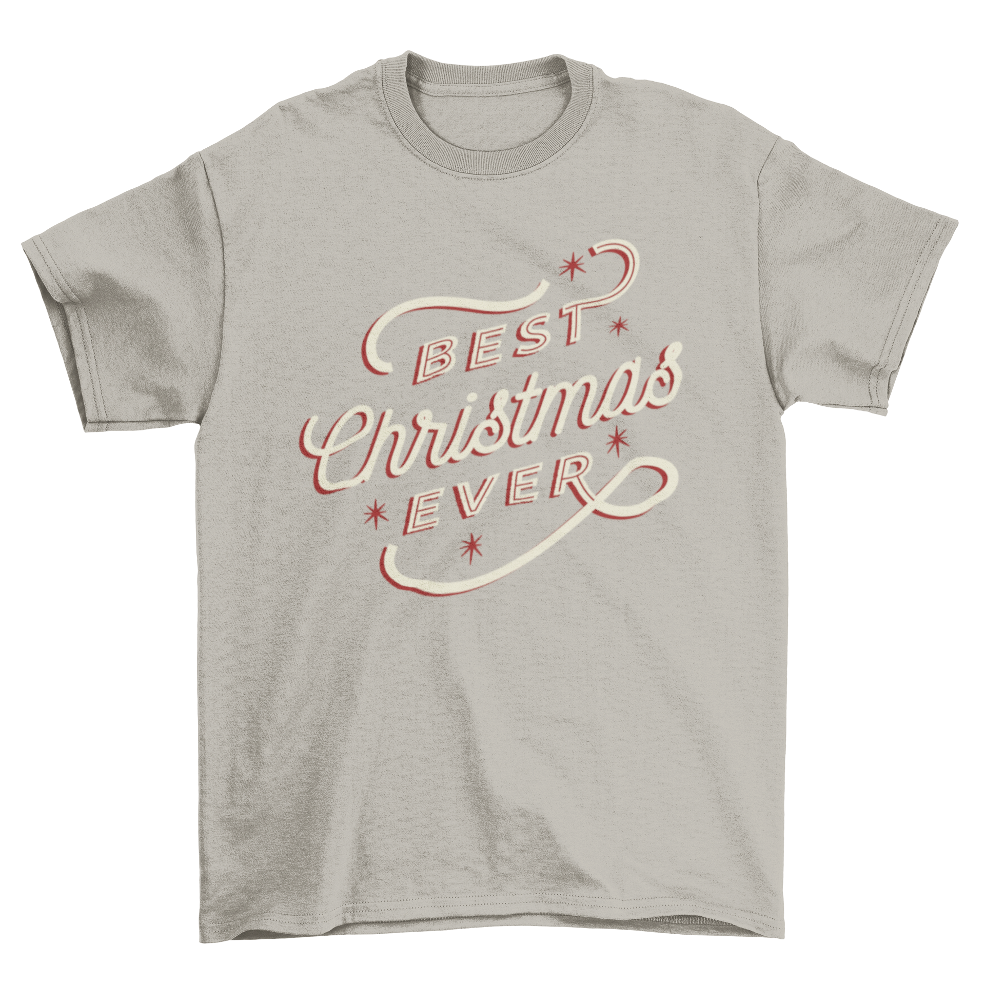 Best Christmas T-shirt featuring artistic lettering that says 'Best Christmas ever' in a festive design.