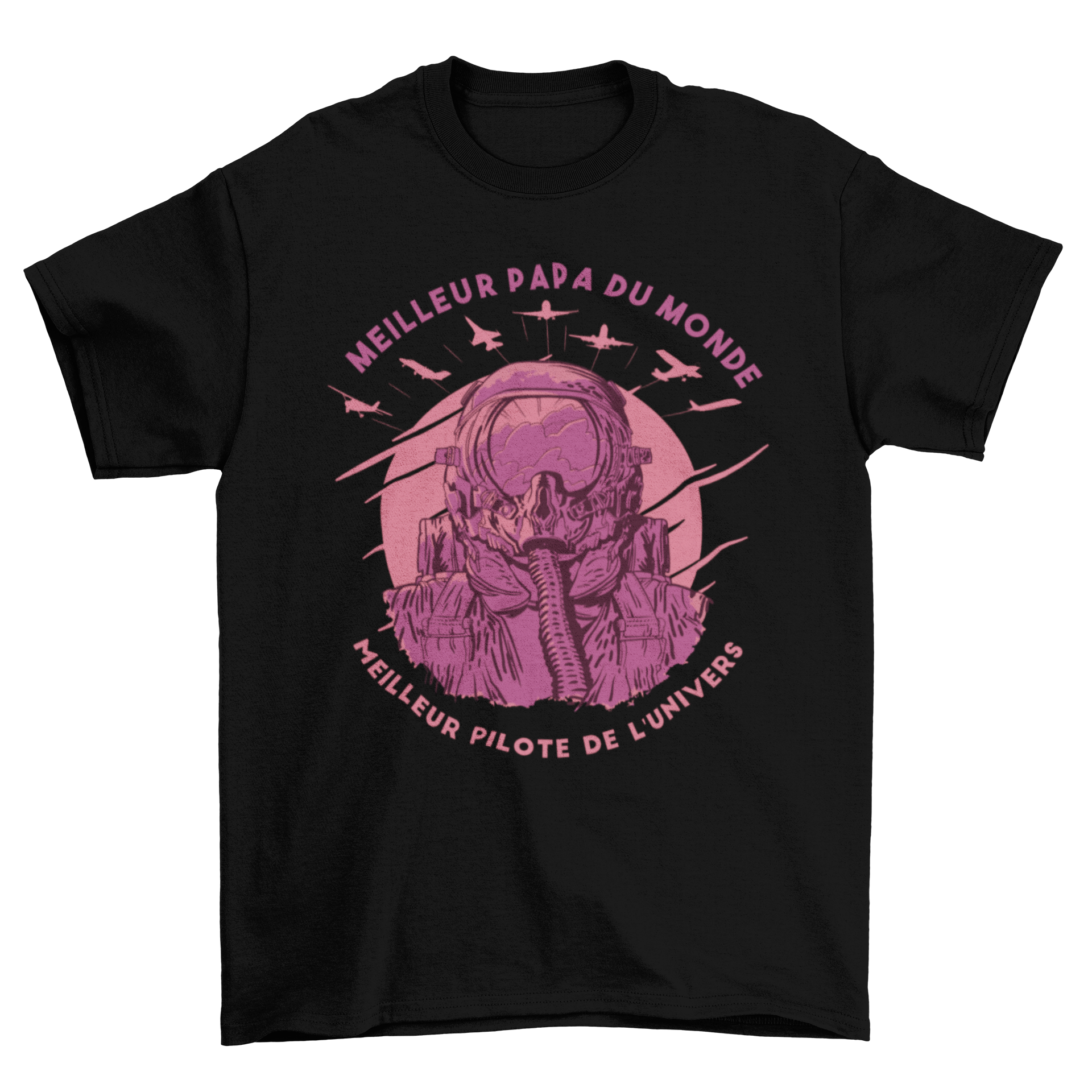 Best Dad Best Pilot T-shirt featuring a pilot illustration and a heartfelt quote in French.