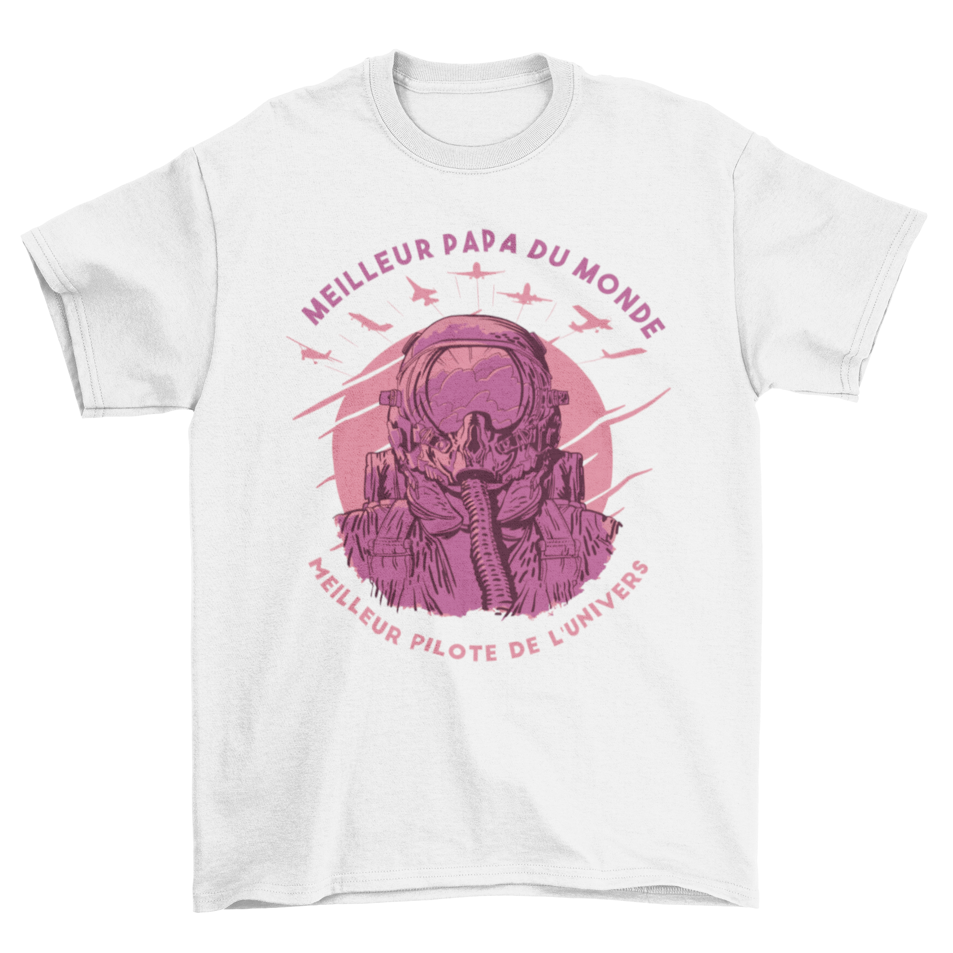 Best Dad Best Pilot T-shirt featuring a pilot illustration and a heartfelt quote in French.