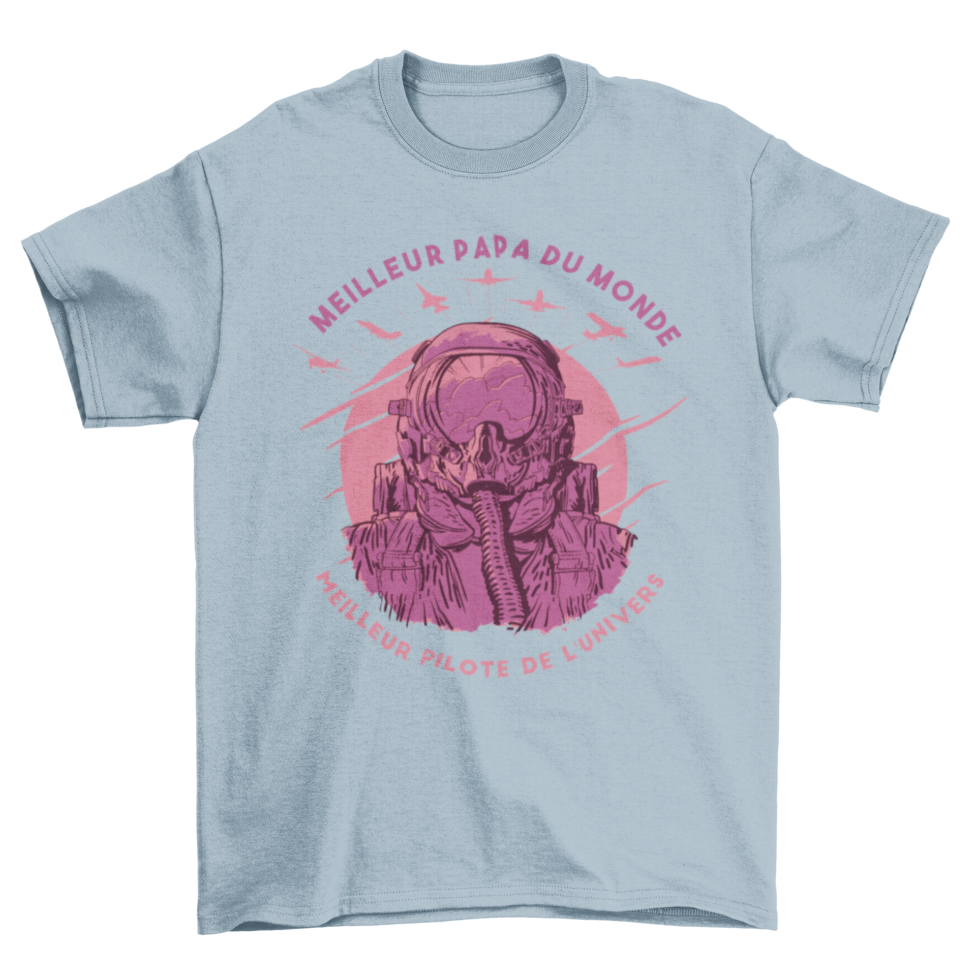 Best Dad Best Pilot T-shirt featuring a pilot illustration and a heartfelt quote in French.