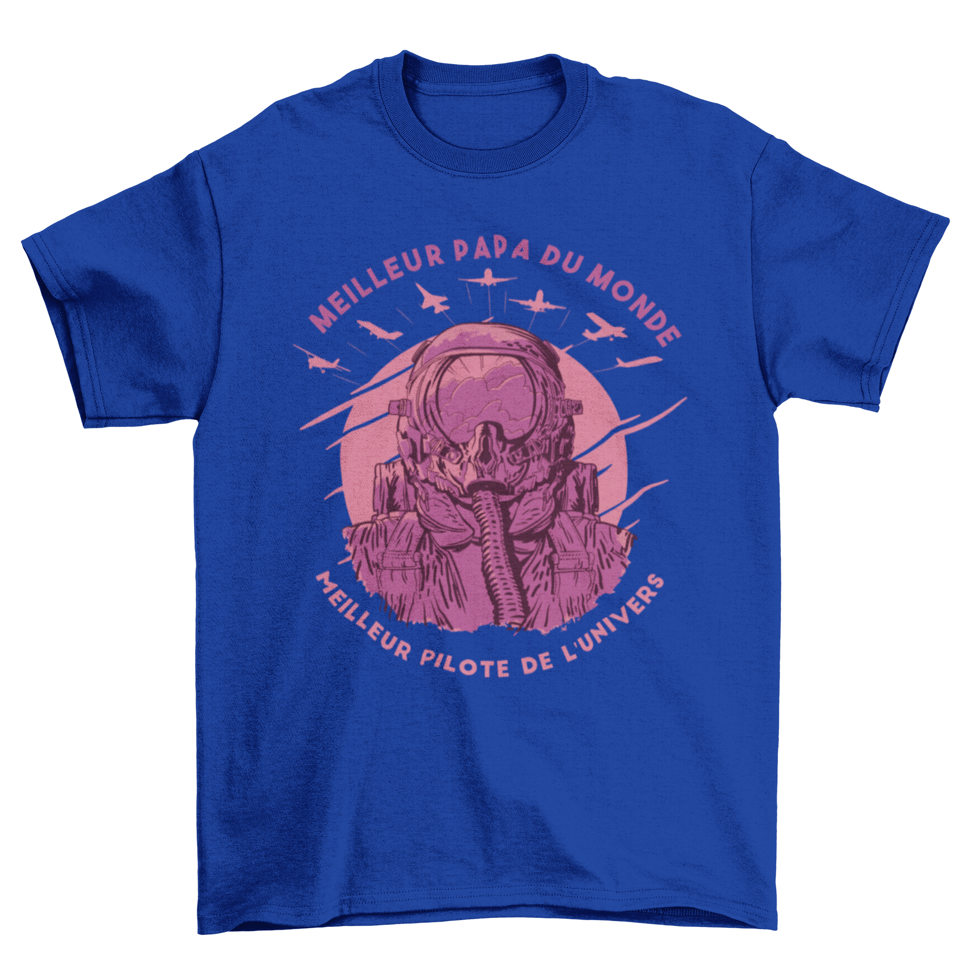 Best Dad Best Pilot T-shirt featuring a pilot illustration and a heartfelt quote in French.