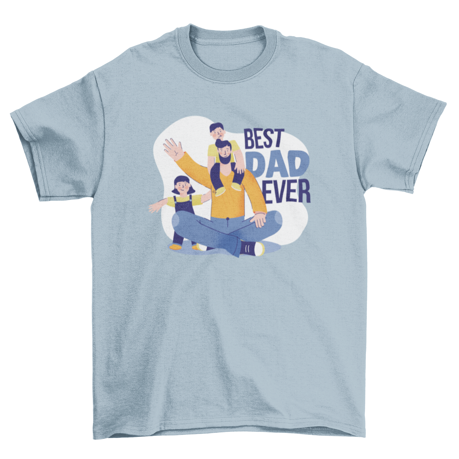 Best Dad Ever Cartoon T-shirt featuring a father with his kids and a heartfelt quote.