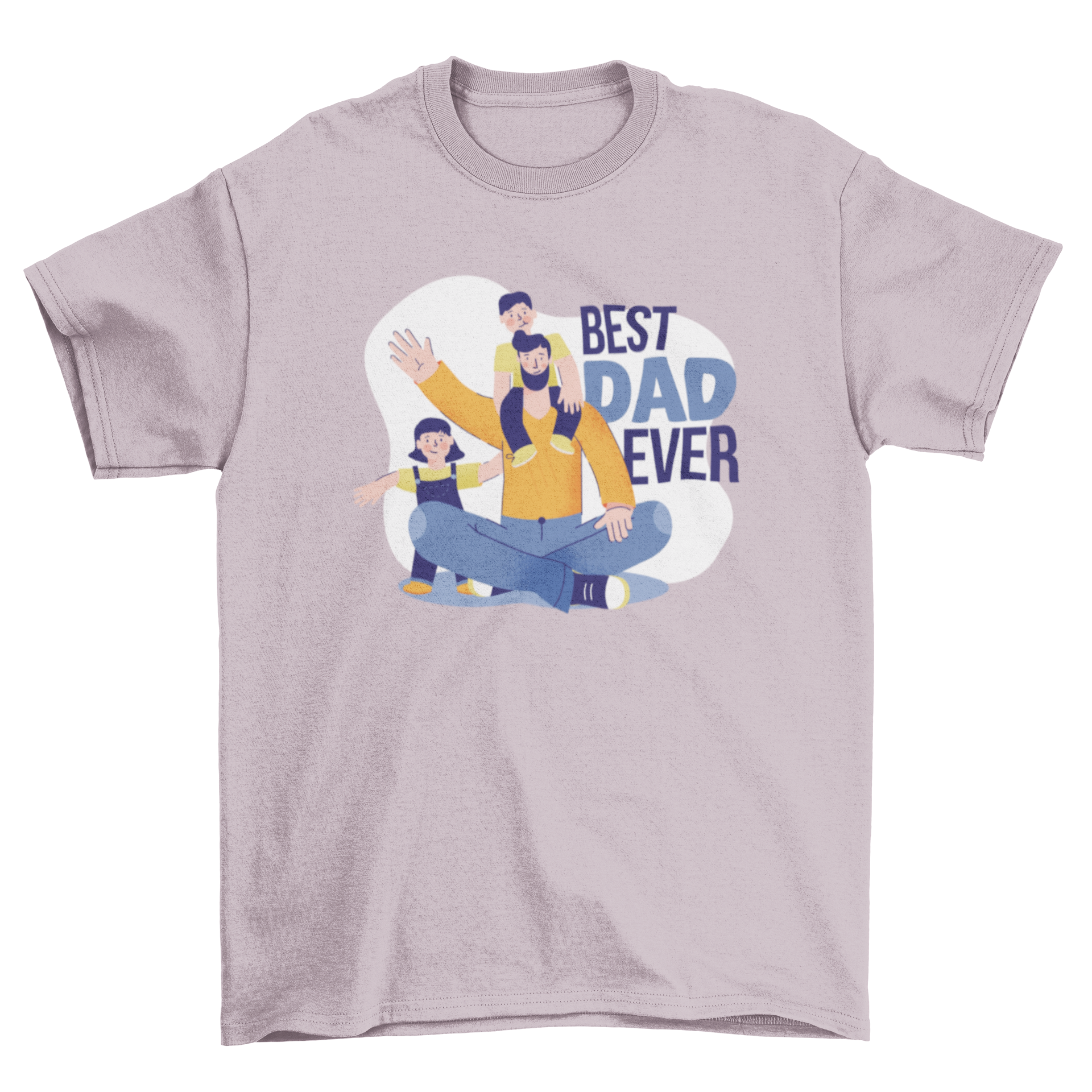 Best Dad Ever Cartoon T-shirt featuring a father with his kids and a heartfelt quote.