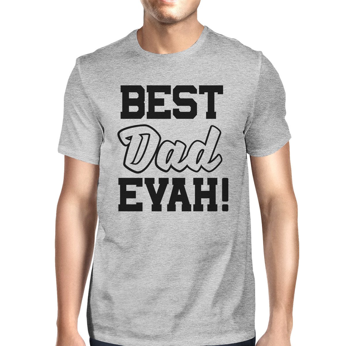 Men's grey t-shirt featuring a unique 'Best Dad Ever' graphic design, made from 100% ring spun cotton for comfort.