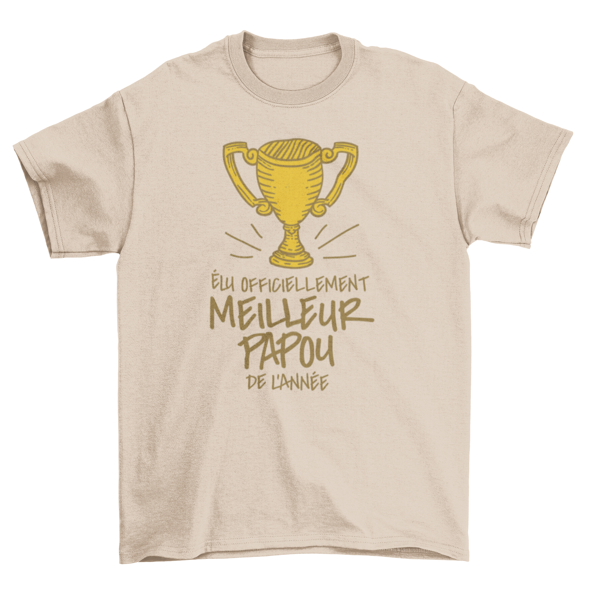 Best Grandad T-shirt featuring a trophy design and French quote celebrating grandfathers.