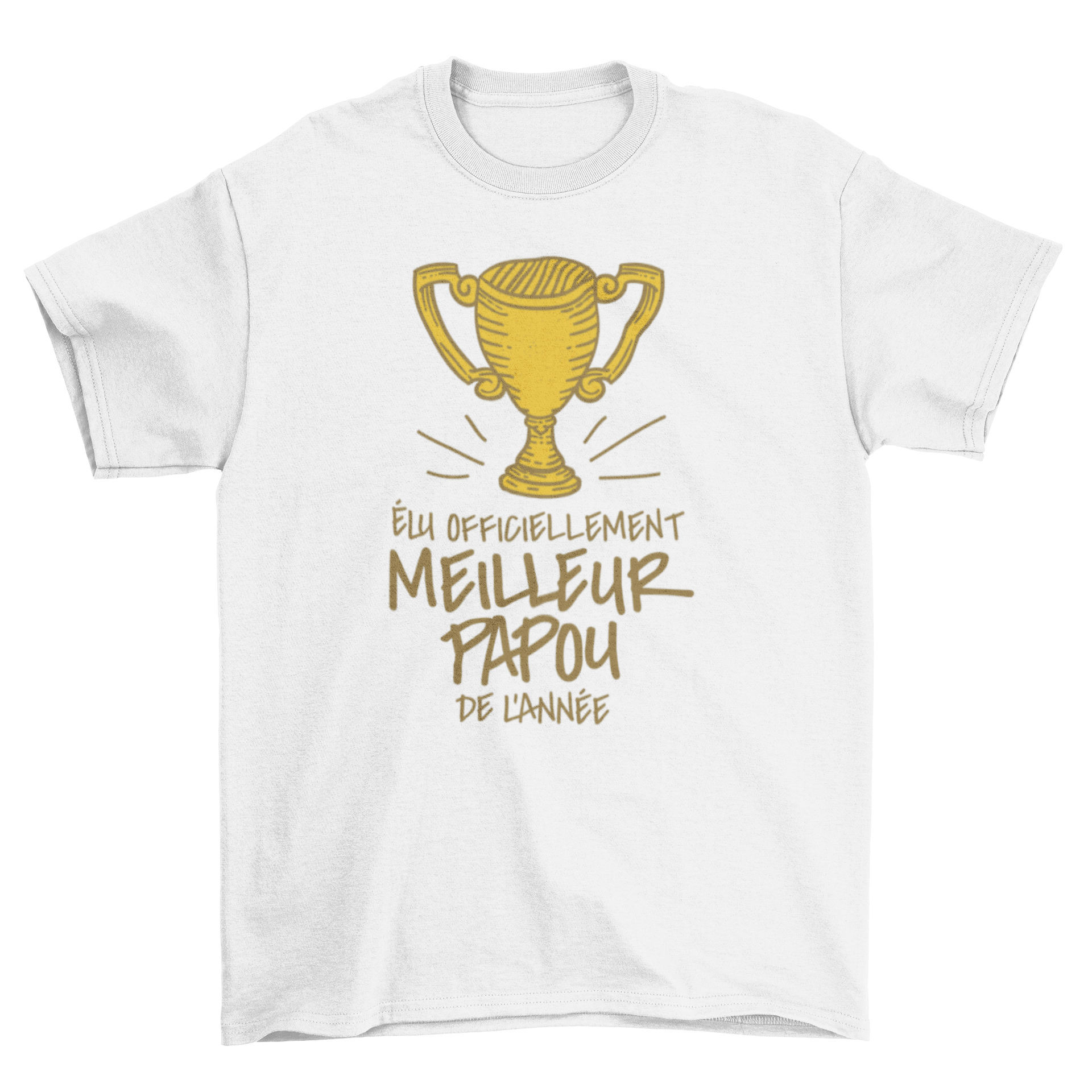 Best Grandad T-shirt featuring a trophy design and French quote celebrating grandfathers.