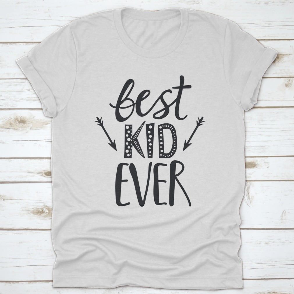 A trendy t-shirt featuring a playful 'Best Kid Ever' print, made from soft cotton fabric, suitable for children.