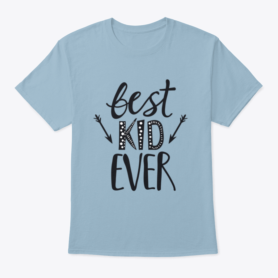 A trendy t-shirt featuring a playful 'Best Kid Ever' print, made from soft cotton fabric, suitable for children.