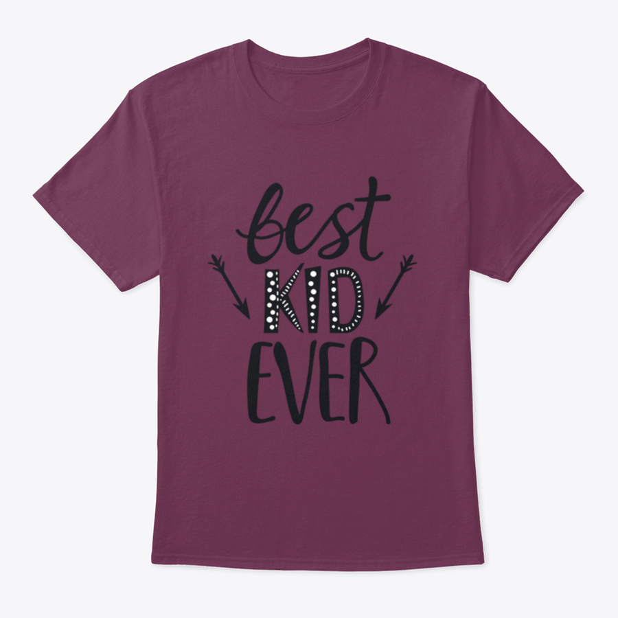 A trendy t-shirt featuring a playful 'Best Kid Ever' print, made from soft cotton fabric, suitable for children.