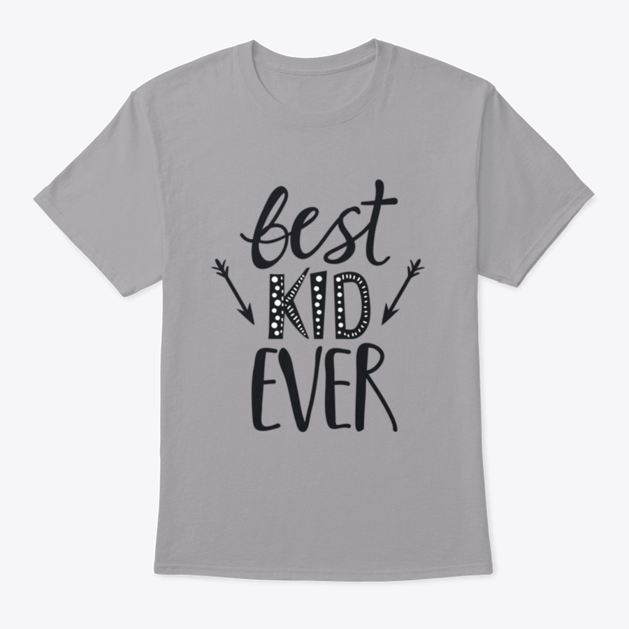 A trendy t-shirt featuring a playful 'Best Kid Ever' print, made from soft cotton fabric, suitable for children.