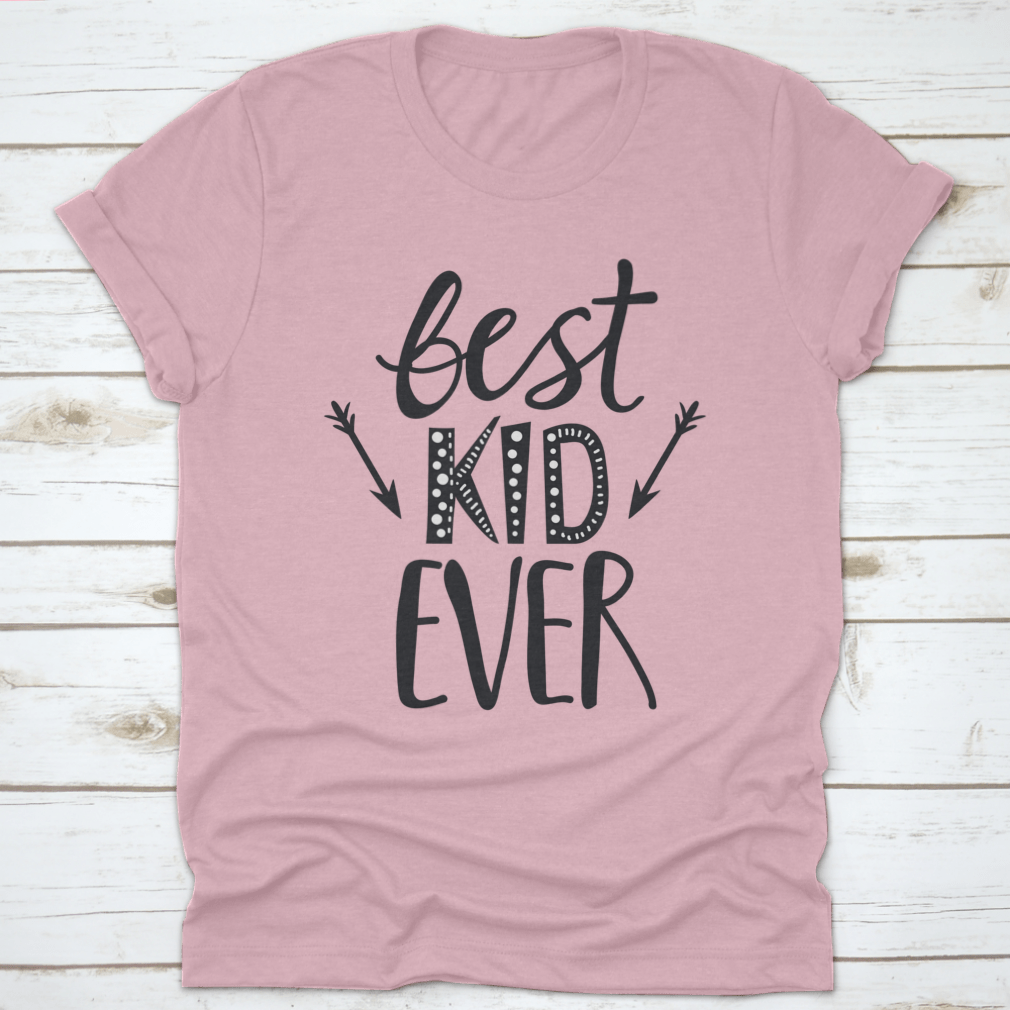 A trendy t-shirt featuring a playful 'Best Kid Ever' print, made from soft cotton fabric, suitable for children.