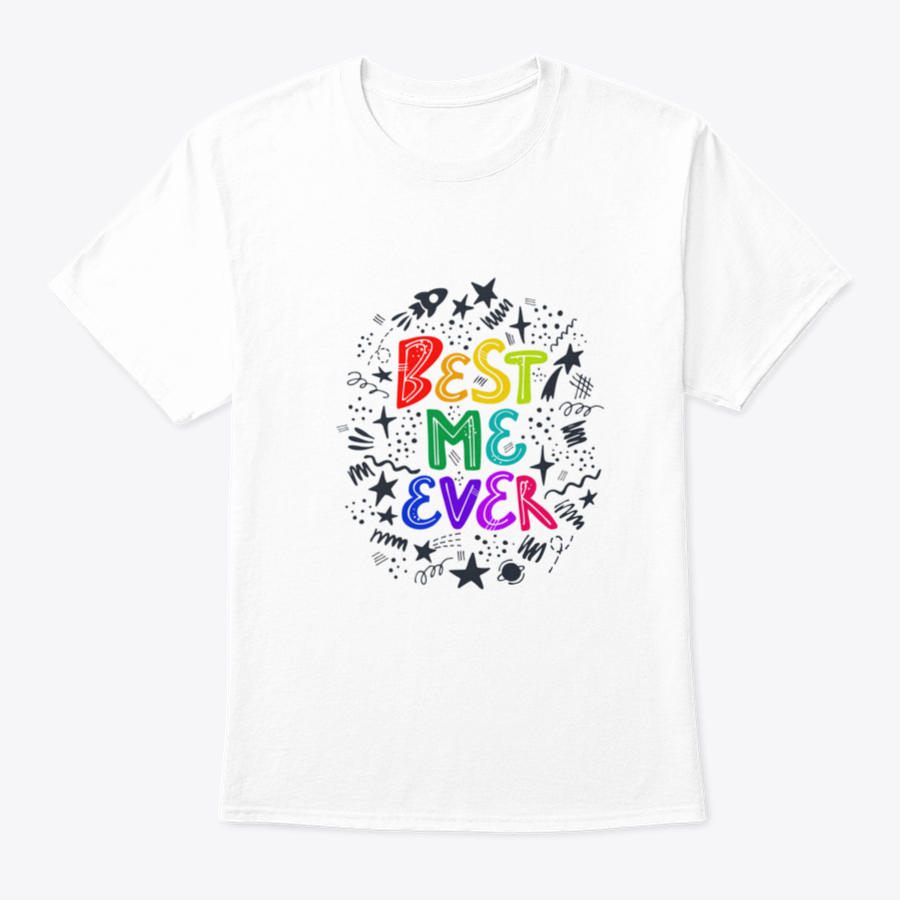 Best Me Ever Inspirational T-Shirt featuring a stars frame design, made from soft cotton fabric.